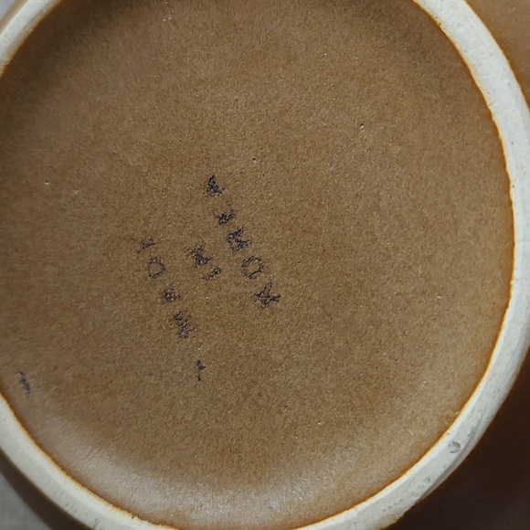 Vintage Made in Korea Speckled Stripe Pottery  MCM SOUP BOWL W/ HANDLE Set 2 - Picture 4 of 5